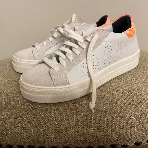 P448 Shoes - P448 Pink and Orange Thea Shabby Trainer Sneakers